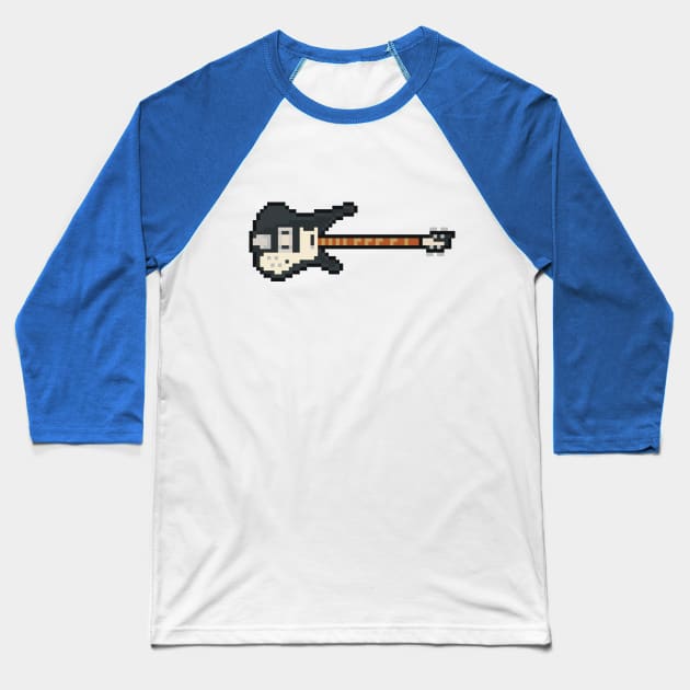 Pixel Black Leo 4001 Bass Guitar Baseball T-Shirt by gkillerb